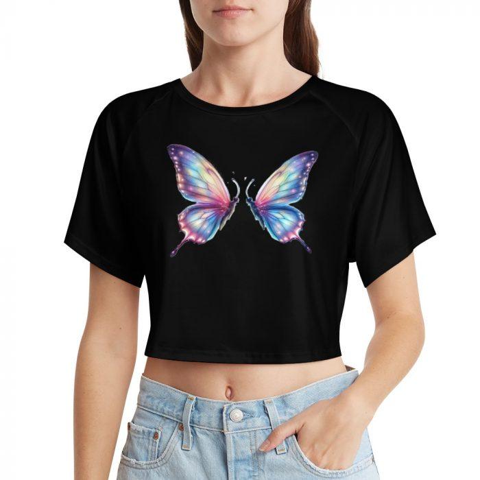Rainbow Wings Butterfly Crop – Soft Gradient Dream Tee - Image 10