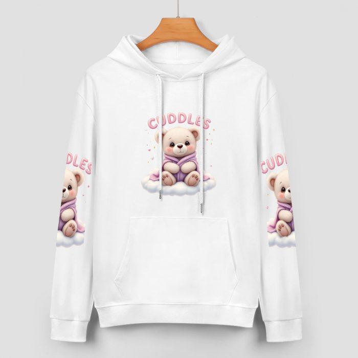 Cuddles Hoodie – Cute Teddy Bear Hoodie with Cloud Print and Sleeve Graphics - Image 2
