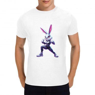 Fight Bunny – Cartoon Street Warrior Graphic T-Shirt (Made in USA,Ships to USA Only)