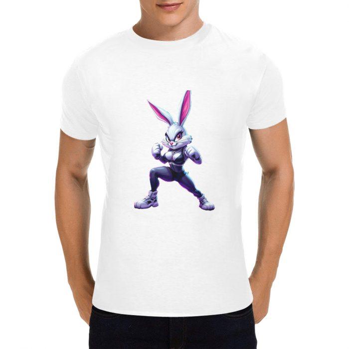 Fight Bunny – Cartoon Street Warrior Graphic T-Shirt （Made in USA，Ships to USA Only）