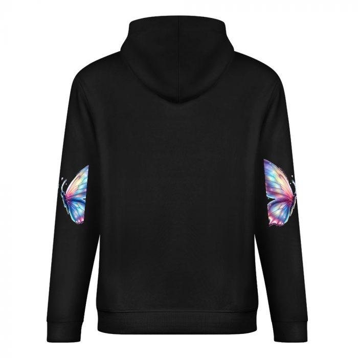 First Kiss Butterflies Hoodie – Black Hoodie with Pastel Butterfly Back Print and Sleeve Graphics - Image 6