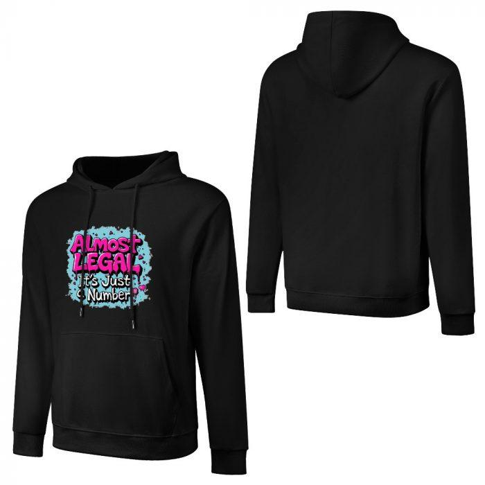 Almost Legal Hoodie – Black Hoodie with “It’s Just a Number” Graffiti Graphic - Image 3