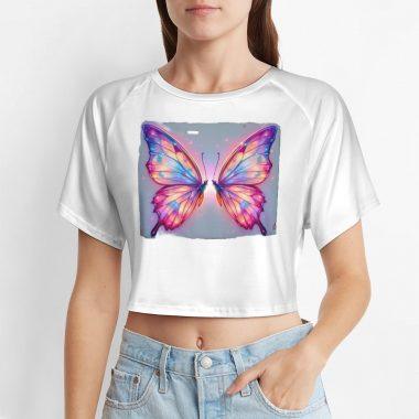 Radiant Mirror wing Crop – Vivid Glow Butterfly Tee