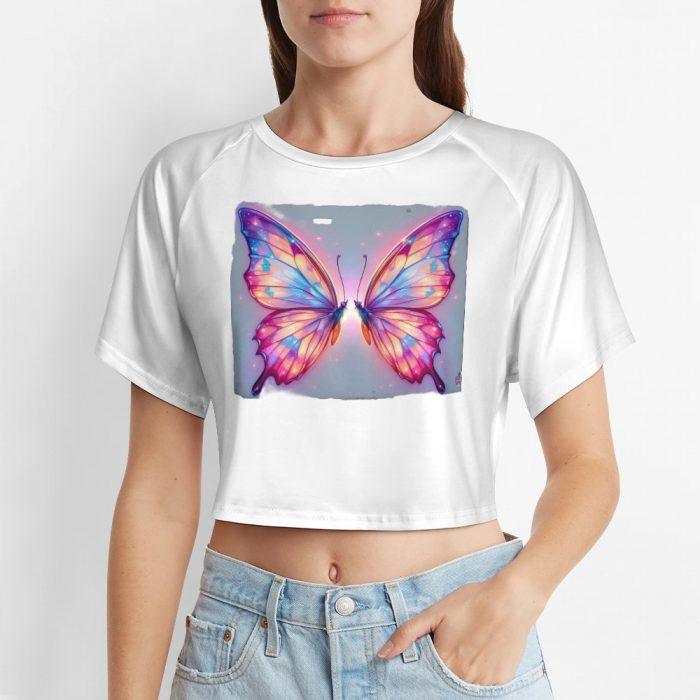 Radiant Mirror wing Crop – Vivid Glow Butterfly Tee