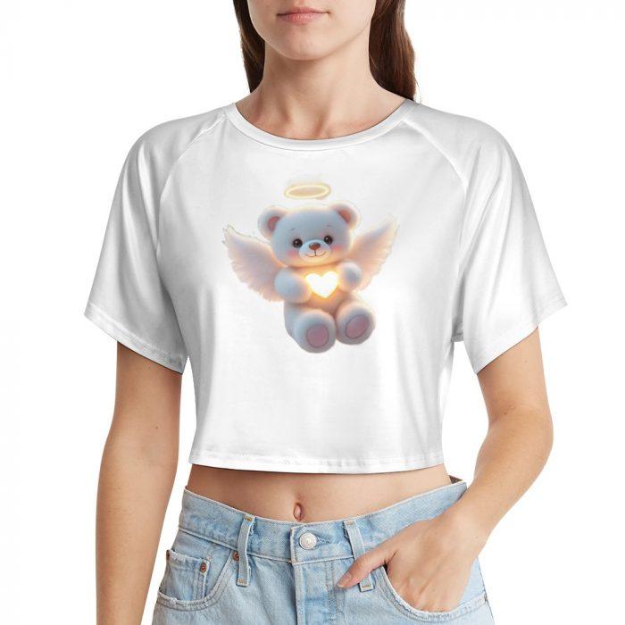 Blue Angel Teddy Crop – Soft Glow Heart Halo Tee - Image 5