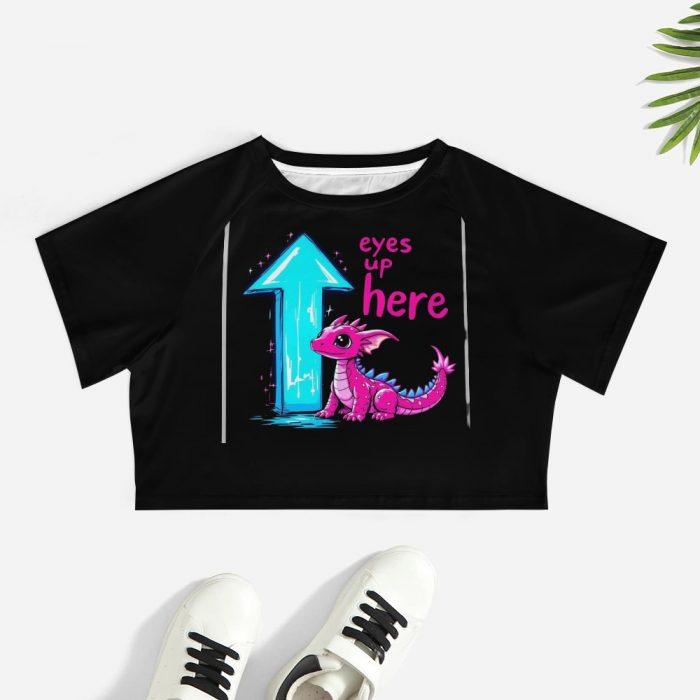 Eyes Up Here Crop – Pink Dragon Flirt Tee with Arrow Graphic - Image 7