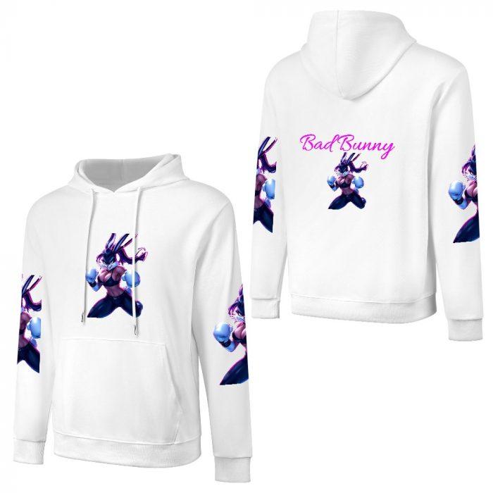 Combat Bunny Hoodie – Action Pose Hoodie with Fighter Bunny Girl and Sleeve Prints - Image 5