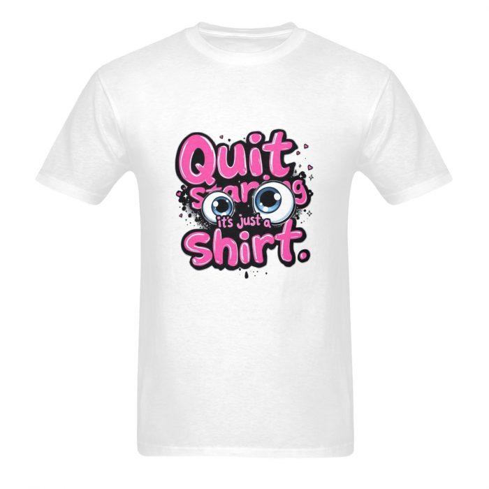 Quit Staring – Flirty Bubble Letter Graphic T-Shirt（Made in USA，Ships to USA Only） - Image 7
