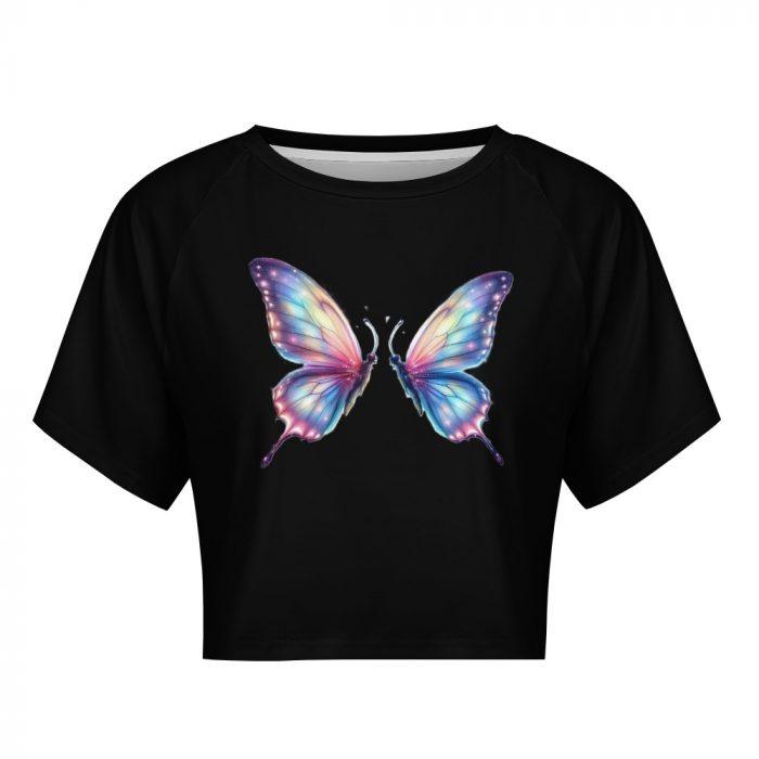 Rainbow Wings Butterfly Crop – Soft Gradient Dream Tee - Image 8