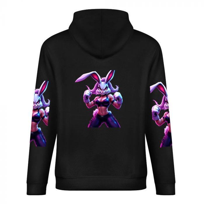 Bad Bunny Hoodie – Black Hoodie with Flirty Buff Bunny Graphic and Sleeve Prints - Image 6