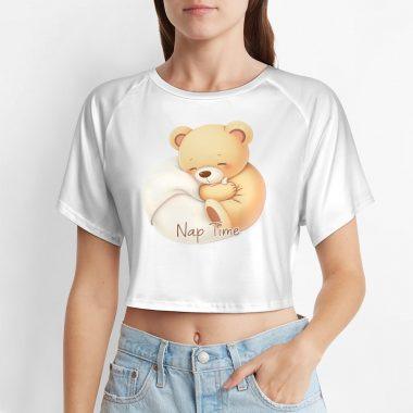 Nap Time Bear Crop – Soft Cozy Pastel Sleepy Tee