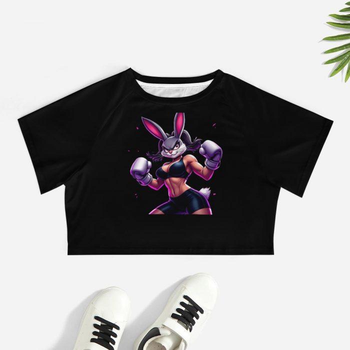 Kickbox Bunny Crop – Fierce Cartoon Fighter Tee - Image 7