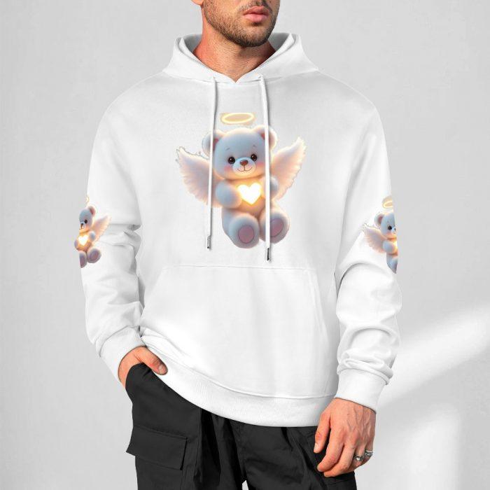 Glow Heart Angel Bear Hoodie – Soft White Hoodie with Wings, Halo & Glowing Chest Graphic - Image 4