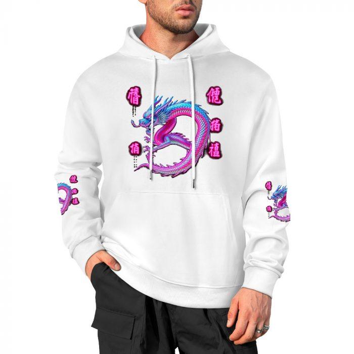 Twisted Dragon Hoodie – Neon Pink Coil Hoodie with Japanese Graffiti and Sleeve Prints - Image 3