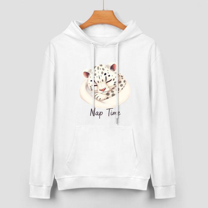 Nap Time Hoodie – Cute Snow Leopard Sleeping Sweatshirt - Image 2