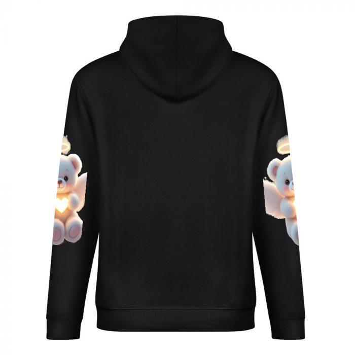 Angel Heart Bear Hoodie – Black Hoodie with Halo Teddy and Glowing Chest Heart - Image 6