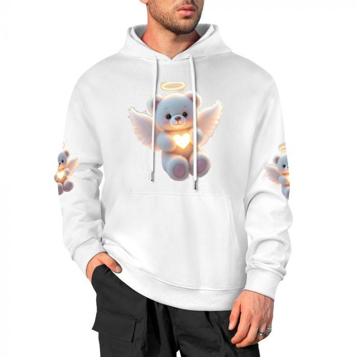 Glow Heart Angel Bear Hoodie – Soft White Hoodie with Wings, Halo & Glowing Chest Graphic - Image 3