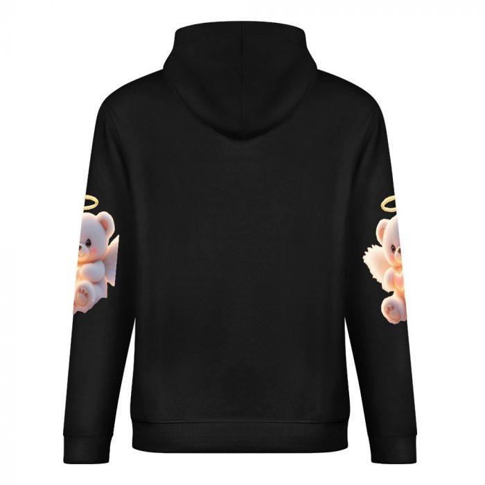Angel Bear Hoodie – Black Hoodie with Halo Teddy Bear and Wing Sleeve Prints - Image 6
