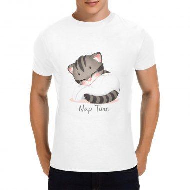 Nap Time Kitten Tee – Soft Cozy Cat Graphic Shirt （Made in USA，Ships to USA Only）