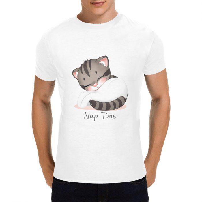 Nap Time Kitten Tee – Soft Cozy Cat Graphic Shirt （Made in USA，Ships to USA Only）
