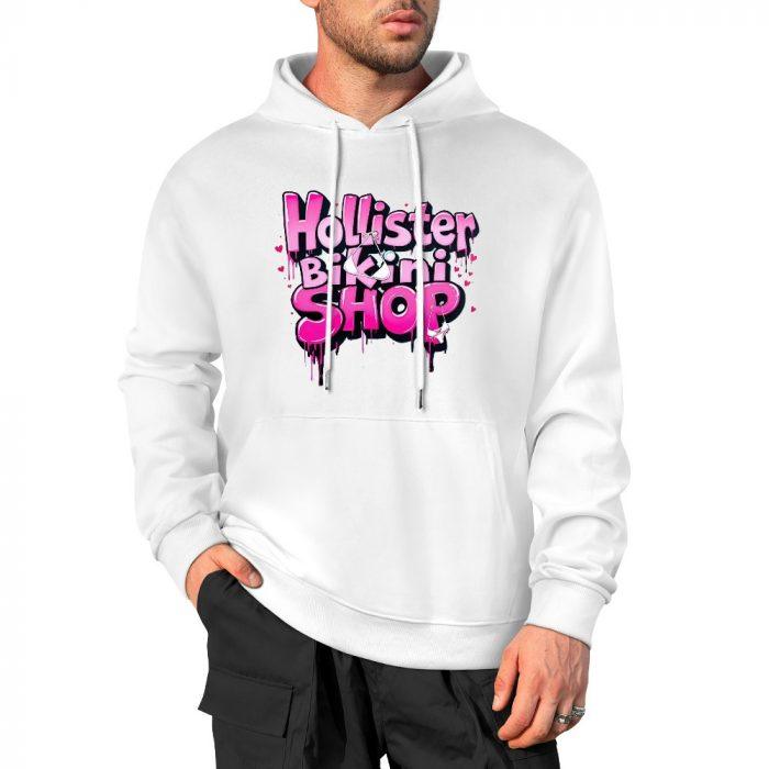 Hollister Bikini Shop Hoodie – Graffiti Style Logo Hoodie with Pink Drip Text - Image 3