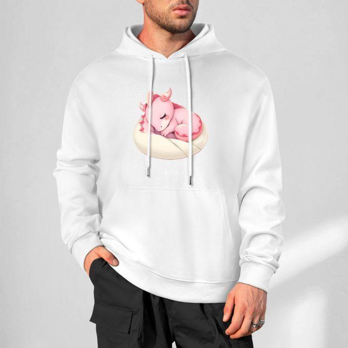 Nap Time Pink Dragon Hoodie – Soft Fantasy Creature Hoodie with Sleeping Dragon Art - Image 4