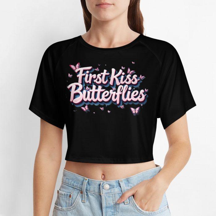 First Kiss Butterflies – Deluxe Pink Flutter Crop Tee - Image 6