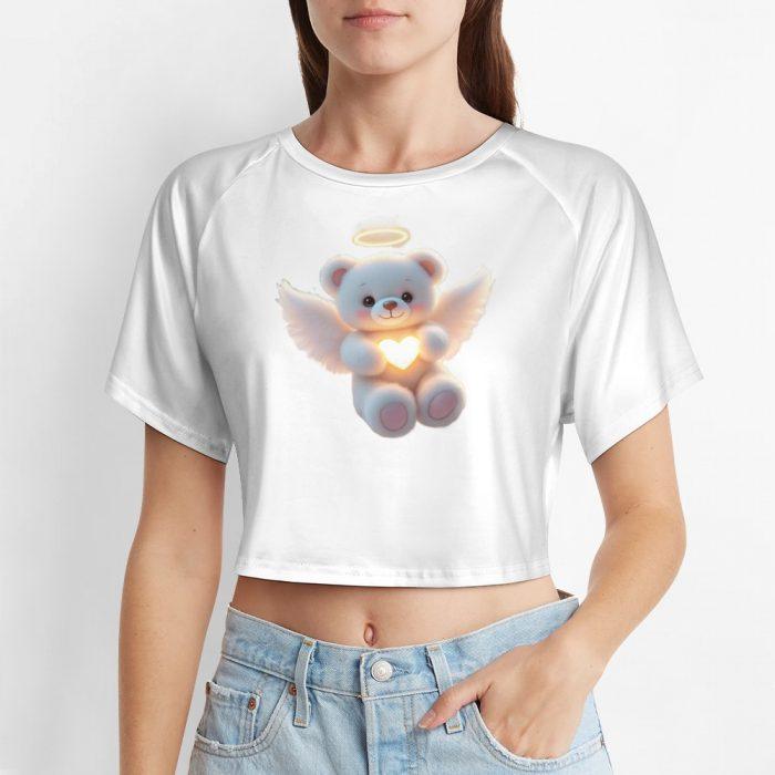 Blue Angel Teddy Crop – Soft Glow Heart Halo Tee