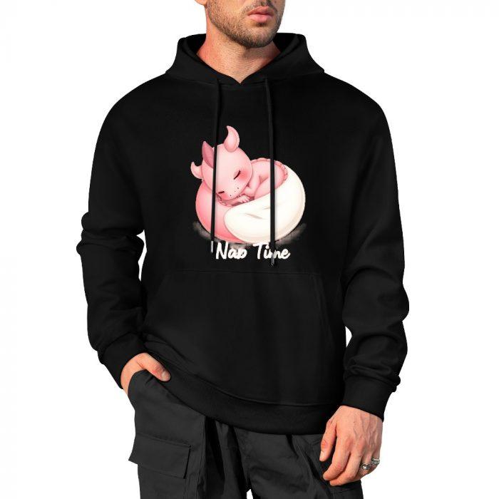 Nap Time Dragon Hoodie – Black Hoodie with Cute Pink Sleeping Dragon Graphic - Image 4