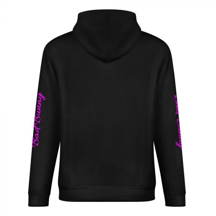 Bad Bunny Hoodie – Black Hoodie with Fierce Purple Bunny Graphic and Sleeve Lettering - Image 6