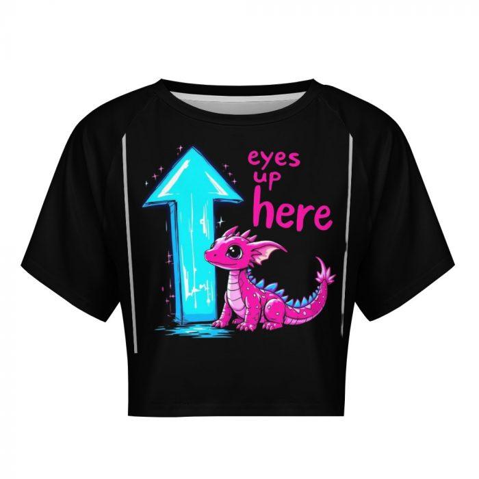 Eyes Up Here Crop – Pink Dragon Flirt Tee with Arrow Graphic - Image 8