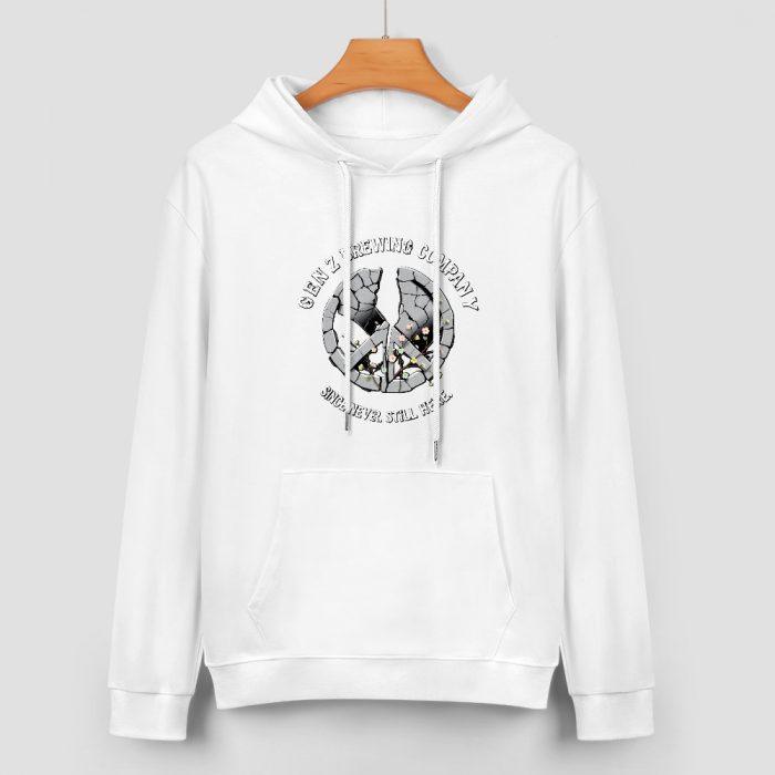 Gen Z Brewing Co. Hoodie – Cracked Peace Sign Hoodie with “We’re Still Mad” Quote - Image 2