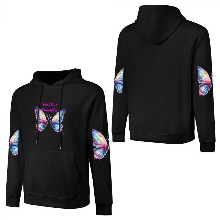 First Kiss Butterflies Hoodie – Black Hoodie with Pastel Butterfly Back Print and Sleeve Graphics - Image 3