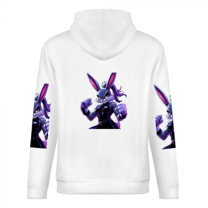 Dark Bunny Brawler Hoodie – White Combat Bunny Streetwear - Image 6