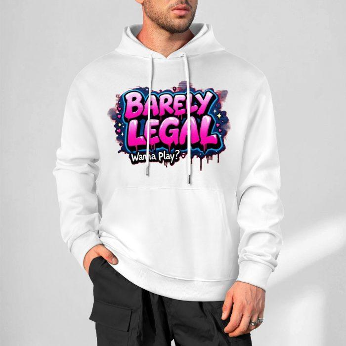 Barely Legal Hoodie – “Wanna Play?” Graffiti Bubble Text Hoodie for Bold Girls - Image 4