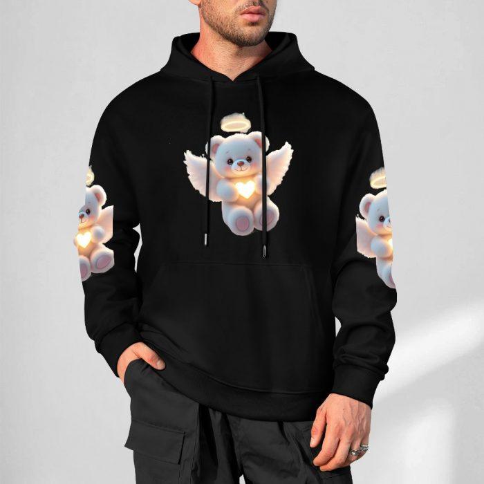 Angel Heart Bear Hoodie – Black Hoodie with Halo Teddy and Glowing Chest Heart - Image 5