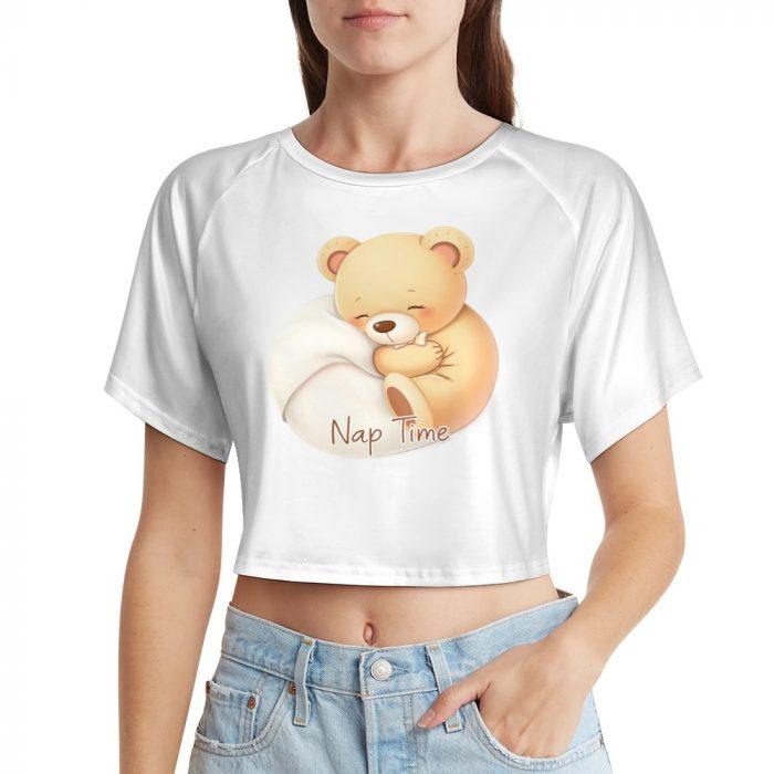 Nap Time Bear Crop – Soft Cozy Pastel Sleepy Tee - Image 5