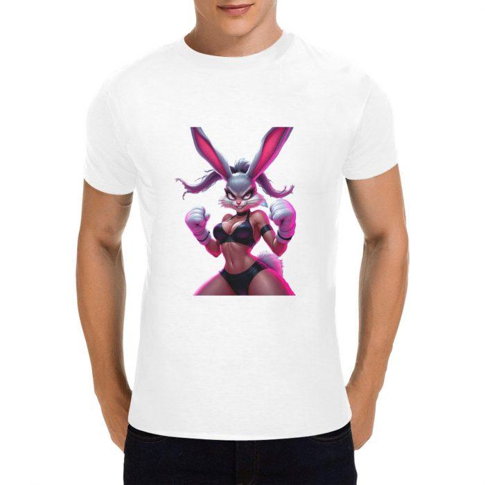 Fierce Pink Boxer Bunny Tee – Flirty Fighter Graphic Shirt（Made in USA，Ships to USA Only）