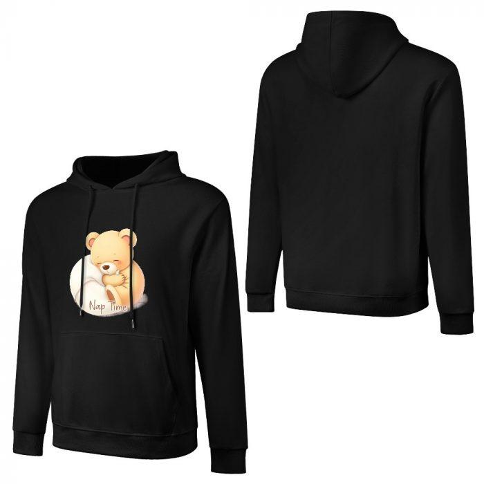 Nap Time Bear Hoodie – Black Hoodie with Cozy Sleeping Teddy Graphic - Image 3
