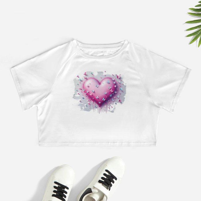Melting Butterfly Heart Crop – Drippy Dreamcore Tee - Image 2