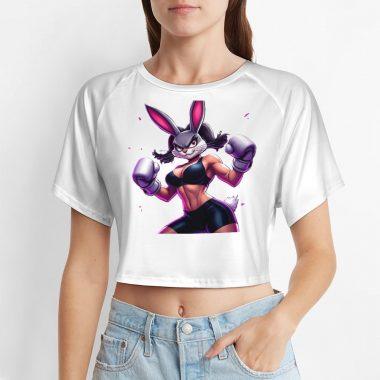 Kickbox Bunny Crop – Fierce Cartoon Fighter Tee