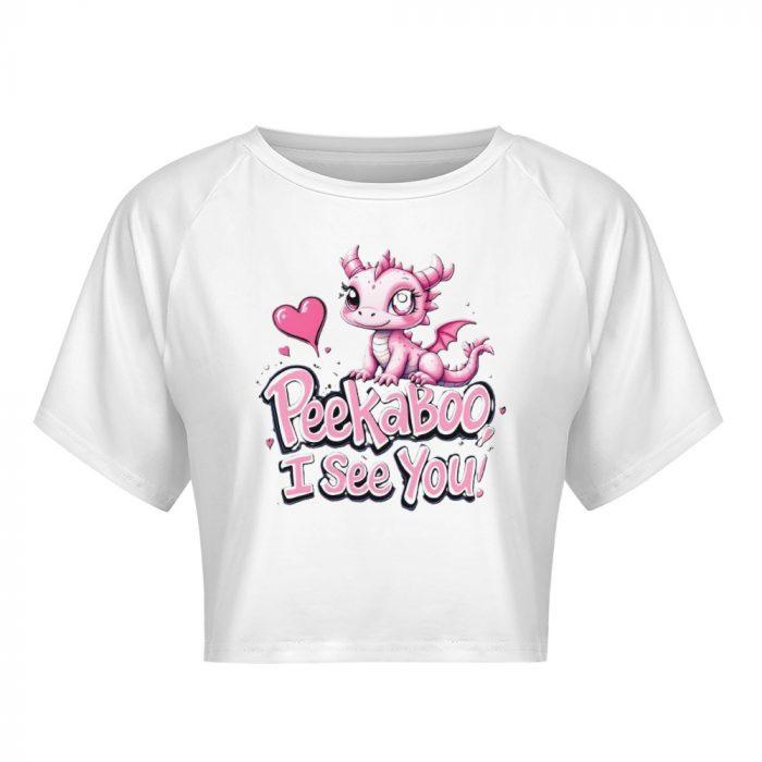 Peekaboo I See You! Pink Baby Dragon Crop Tee - Image 3