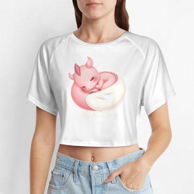 Sleepy Baby Dragon Crop – Kawaii Cozy Fantasy Tee