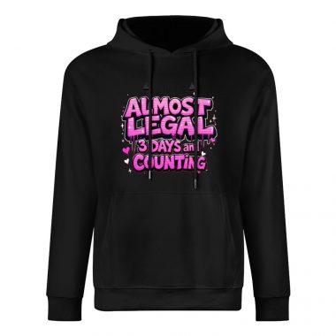 Almost Legal Hoodie – Black Hoodie with Bold Pink “3 Days and Counting” Graphic