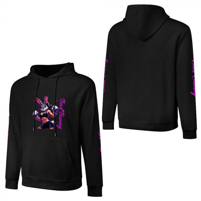 Bad Bunny Hoodie – Black Hoodie with Fierce Purple Bunny Graphic and Sleeve Lettering - Image 3