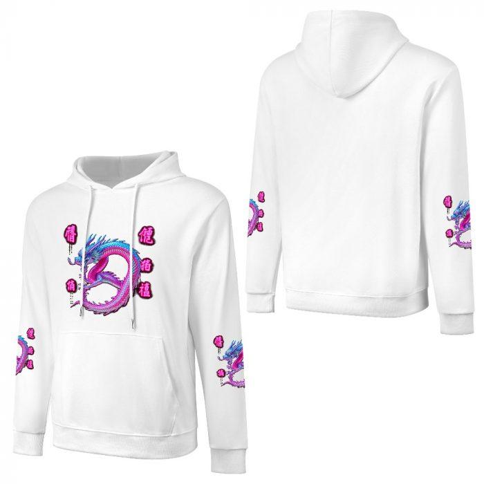 Twisted Dragon Hoodie – Neon Pink Coil Hoodie with Japanese Graffiti and Sleeve Prints - Image 5