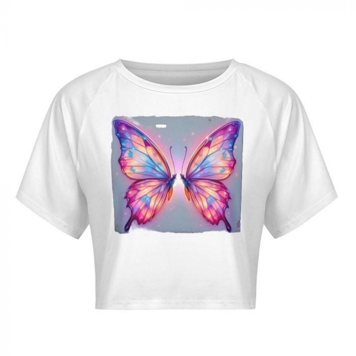Radiant Mirror wing Crop – Vivid Glow Butterfly Tee - Image 3