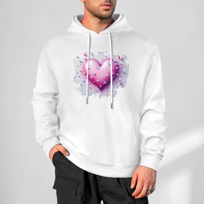 Dripping Graffiti Heart Hoodie – Pink Butterfly Street Art Hoodie for Girls - Image 4