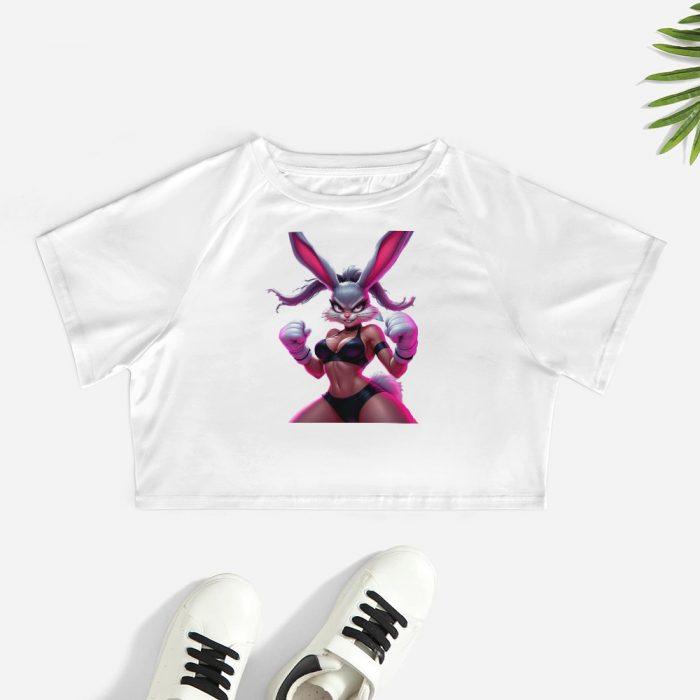 Knockout Bunny Crop – Savage Pink Power Tee - Image 2
