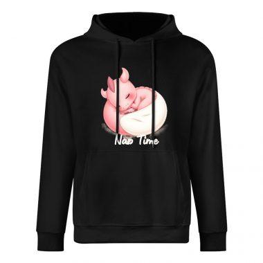 Nap Time Dragon Hoodie – Black Hoodie with Cute Pink Sleeping Dragon Graphic